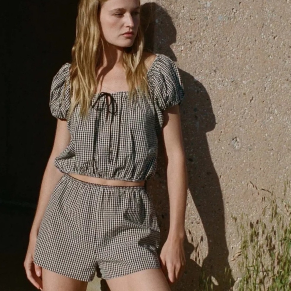 Shop Doen shorts in La Magdalena Gingham size small.
